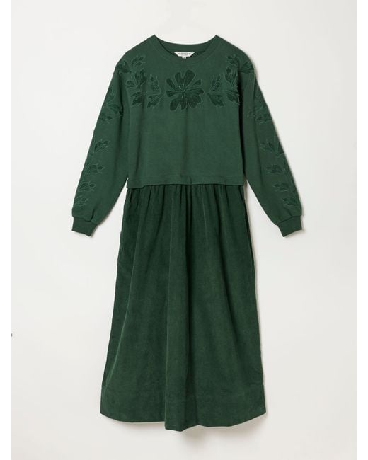 FatFace Green Fatface Pacey Petite 2In1 Cord Midi Dress