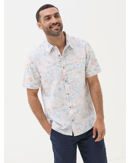 FatFace White Fatface Sketchy Hibiscus Print Shirt for men