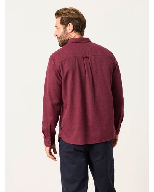 FatFace Red Fatface Tadwick Long Sleeve Brushed Shirt for men