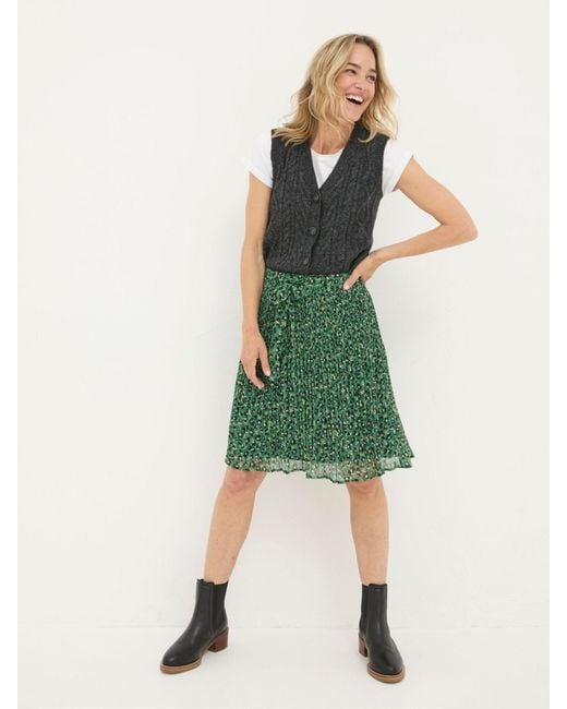 FatFace Green Fatface Kayleigh Floral Marks Pleated Skirt