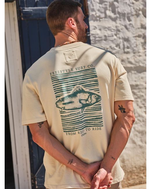 FatFace Natural Relaxed Fit Reef To Ride Graphic Tshirt for men