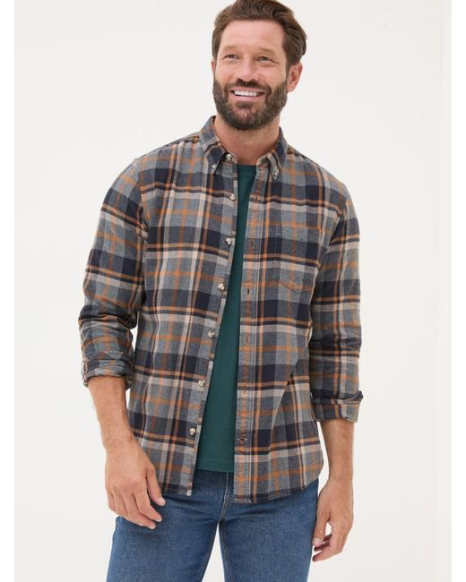 FatFace Gray Fatface Long Sleeve Selby Check 100% Cotton Shirt for men