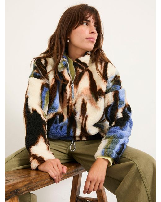 FatFace Natural Fatface Raya Printed Half Neck Fleece