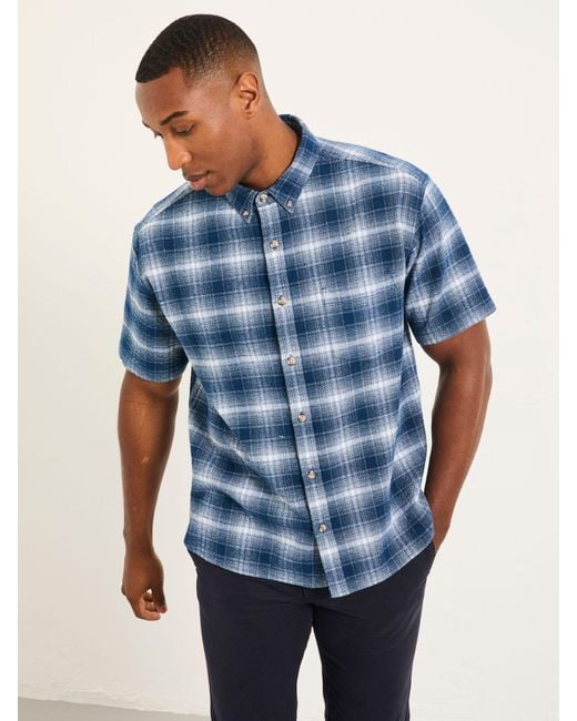 FatFace Blue Fatface Morley Short Sleeve Relaxed Fit Check Shirt for men