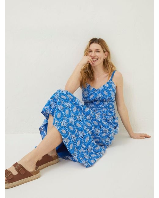 FatFace Blue Fatface Jayden Broderie Midi Dress