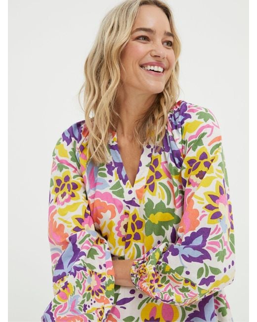 FatFace White Fatface Art Floral Tunic?Dress