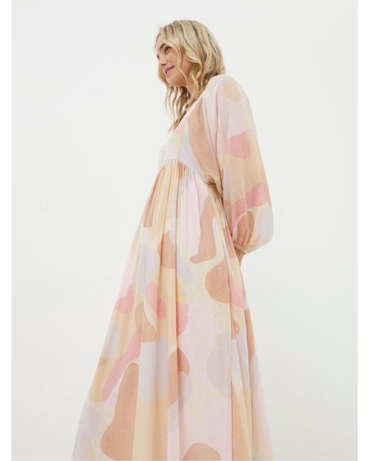FatFace Natural Fatface Printed Abstract Midi Dress