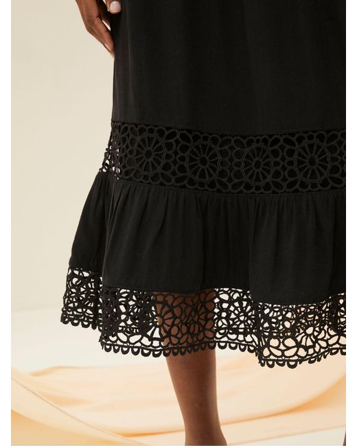 FatFace Natural Fatface Hibiscus Lace Midi Dress