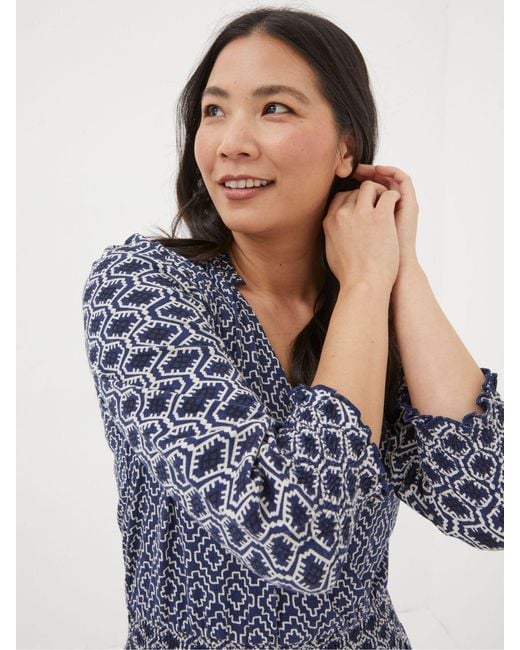 FatFace Blue Fatface Amba Patchwork Geo Jersey Dress