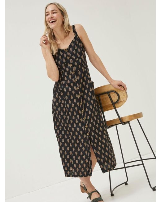 FatFace White Fatface Woodblock Corey Linen Dress
