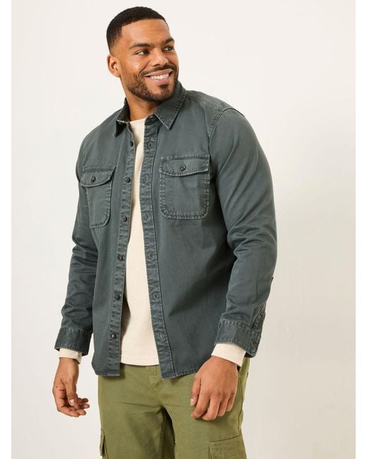 FatFace Gray Fatface Filey Long Sleeve Plain Shirt for men