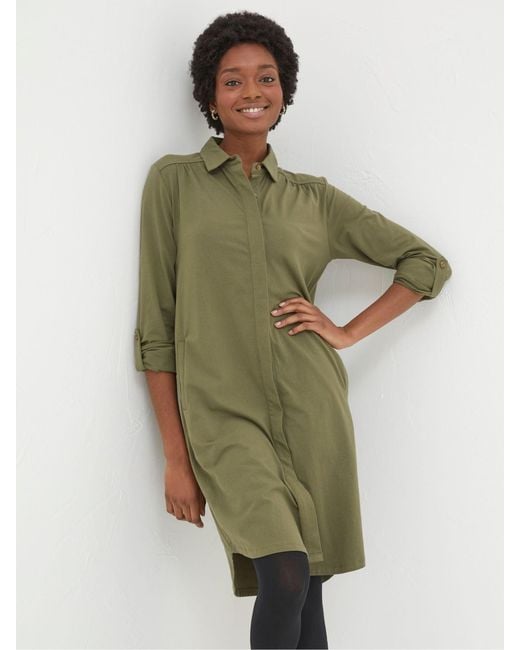 FatFace Green Fatface Jersey Shirt Tunic Dress