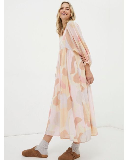 FatFace Natural Fatface Printed Abstract Midi Dress