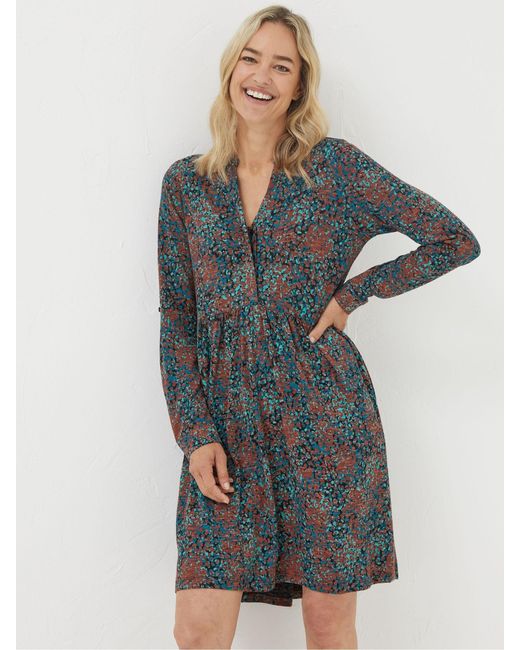 FatFace Blue Fatface Elsie Textured Jersey Dress