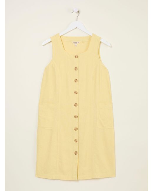 FatFace Natural Fatface Binny Button Linen Dress