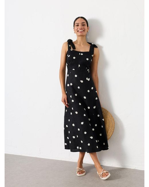 FatFace White Fatface Delphine Petite 100% Linen Midi Dress