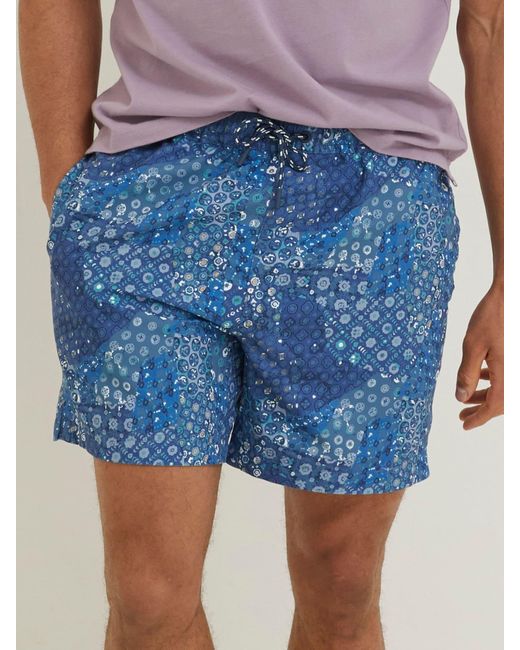 FatFace Blue Fatface Trevose Patchwork Swim Shorts for men