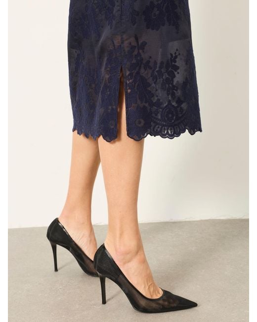 FatFace Blue Fatface Sara Lace Midi Skirt