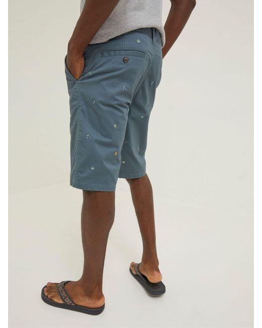 FatFace Blue Fatface Mawes National Forest Embroidered Leaf Shorts for men