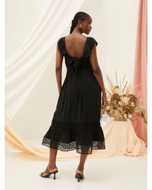 FatFace Natural Fatface Hibiscus Lace Midi Dress