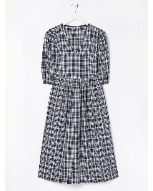 FatFace Blue Fatface Hannah Check Midi Dress