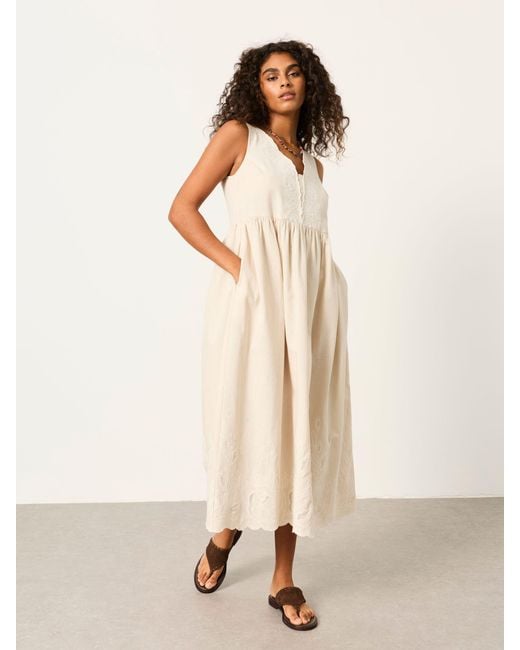 FatFace Natural Fatface Analisa Petite Embroidered Midi Dress