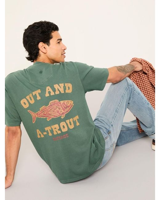 FatFace Green Out And A Trout Graphic Tshirt for men