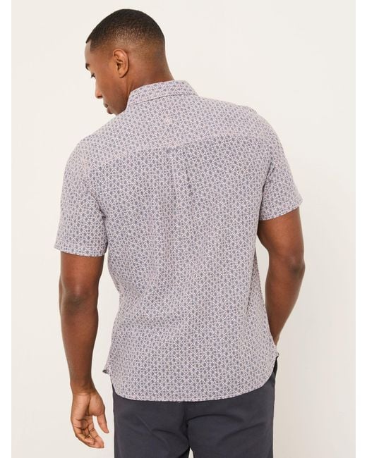 FatFace Purple Fatface Short Sleeve Woodblock Print Shirt for men