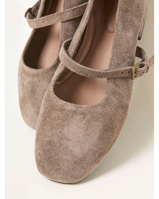 FatFace Natural Fatface Suede Mary Jane Flat