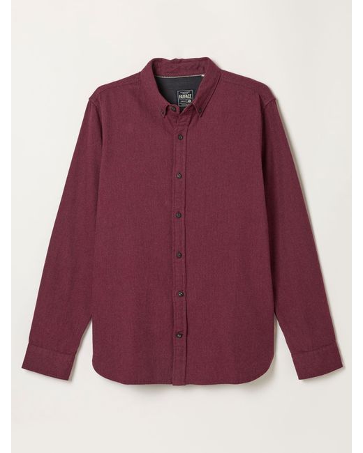 FatFace Red Fatface Tadwick Long Sleeve Brushed Shirt for men