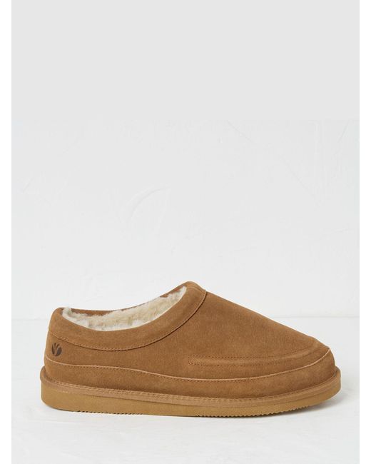 FatFace Brown Fatface Lewis Suede Snug Mule Slippers for men