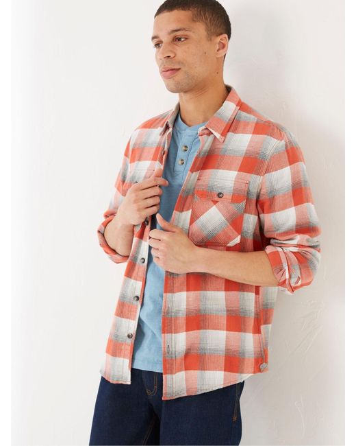 FatFace Orange Fatface Ombr? Check Shirt for men