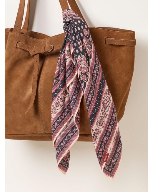 FatFace Pink Fatface Linear Floral Printed Square Scarf