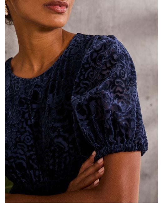FatFace Blue Fatface Nora Burnout Midi Dress