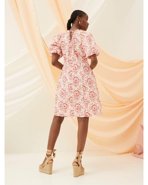 FatFace Natural Fatface Tulip Floral Tile Dress