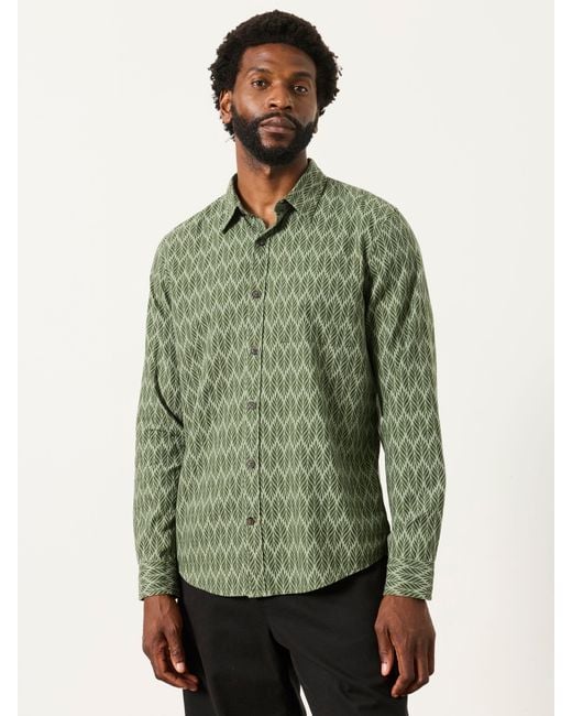 FatFace Green Fatface Long Sleeve Chambray Leaf Print Shirt for men
