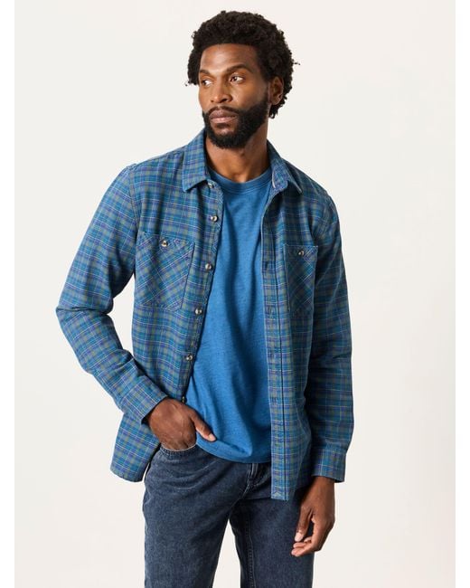 FatFace Blue Long Sleeve Rye Check Shirt for men