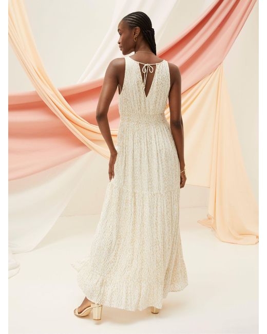 FatFace Natural Fatface Ivy Foil Maxi Dress