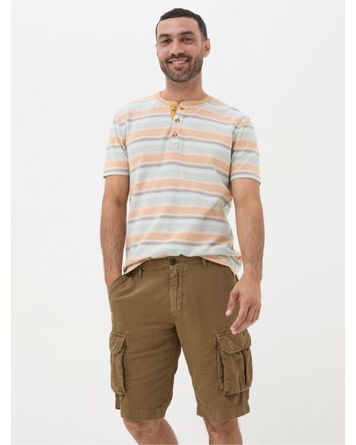 FatFace Natural Fatface Cotton Linen Cargo Shorts for men