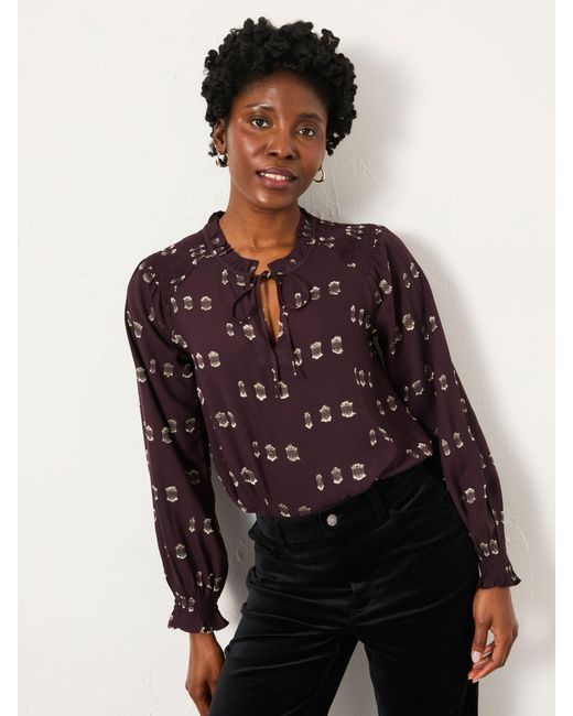 FatFace Red Fatface Lucy Metallic Blouse