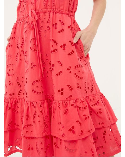 FatFace Red Fatface Brady Broderie Dress