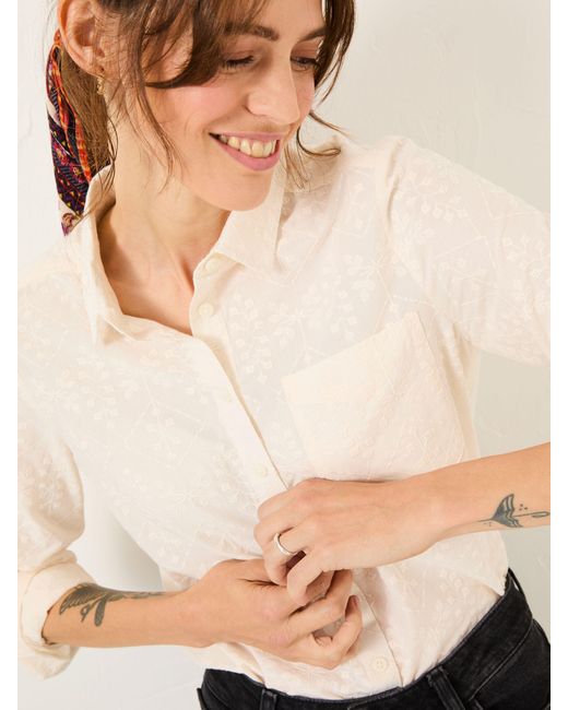 FatFace Natural Fatface Olivia 100% Cotton Long Sleeve Shirt