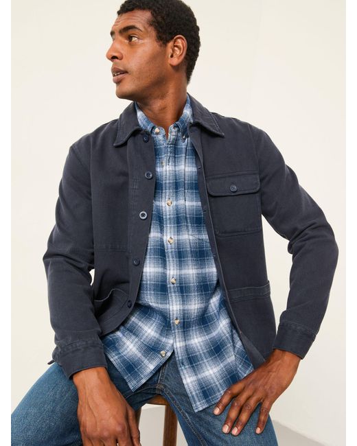 FatFace Blue Fatface Morley Long Sleeve Relaxed Fit Check Shirt for men