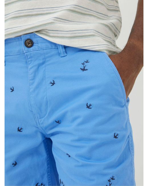 FatFace Blue Fatface Mawes Bird Embroidery Shorts for men