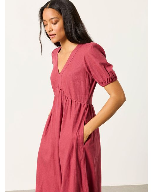 FatFace Red Fatface Remi Regular Linen Dress