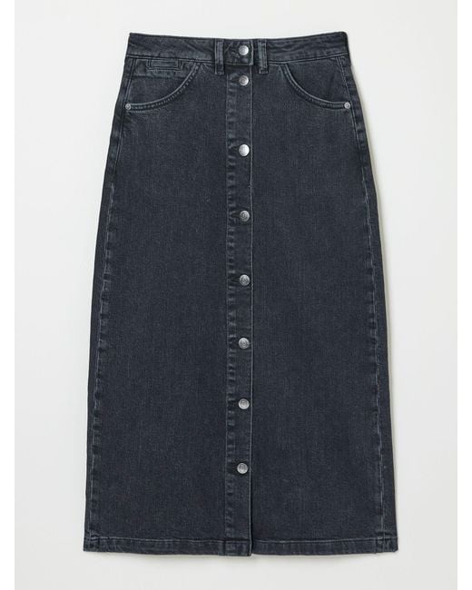 FatFace Gray Fatface Darna Denim Midi Skirt