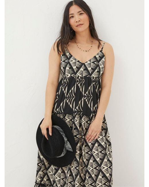 FatFace White Fatface Marnie Mono Geo Beach Dress