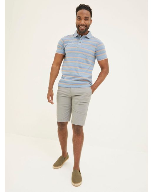 FatFace Blue Fatface Harlyn Textured Stripe Polo Shirt for men