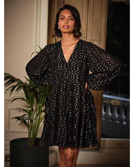 FatFace Black Fatface Lenny Regular Metallic Mini Dress