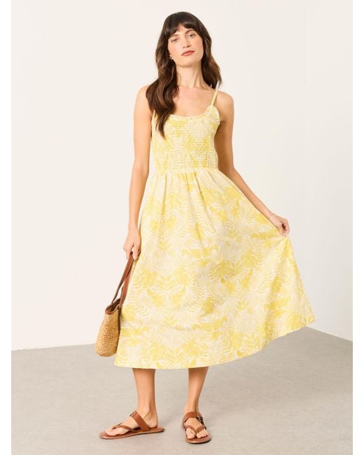 FatFace Yellow Fatface Emmy Petite Midi Dress